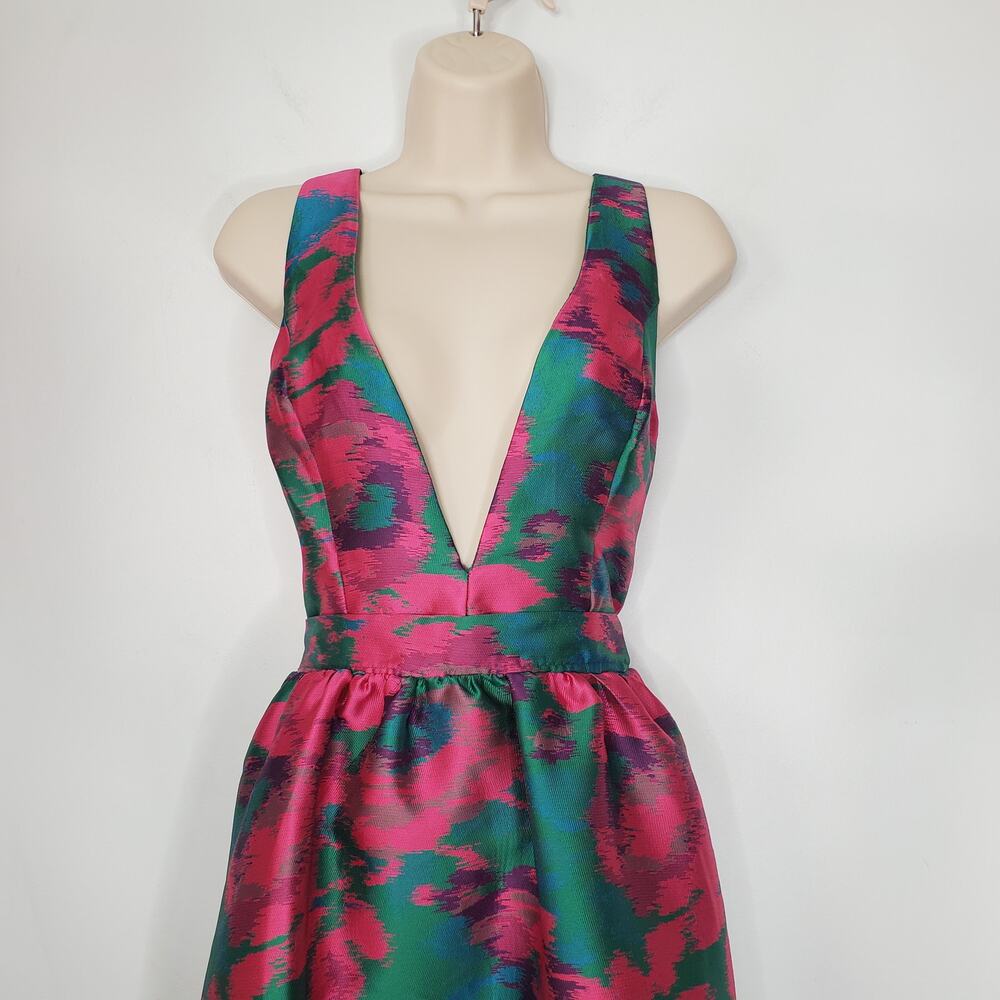 Anthropologie Hutch Jacquard Deep V High Low Midi Dress Pink Size 10 NEW - Picture 5 of 12